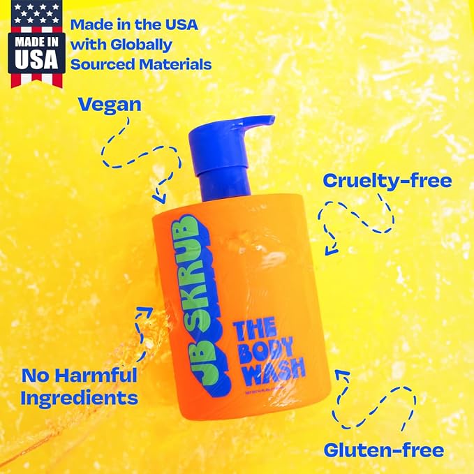 JB SKRUB Boys Body Wash for Kids, Tweens & Teens, pH-Balanced Foaming Citrus Wash, No Harsh Ingredients, Tackles Odor & Breakouts, 14 oz.