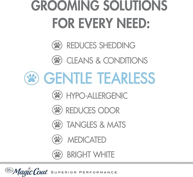 Four Paws Magic Coat Gentle Tearless Dog Shampoo, Soft Breeze Scent, 16 oz | Dog grooming, dog conditioner, with lanolin to moisturize skin & coat, cleanses & strengthens, paraben-free, all coat types