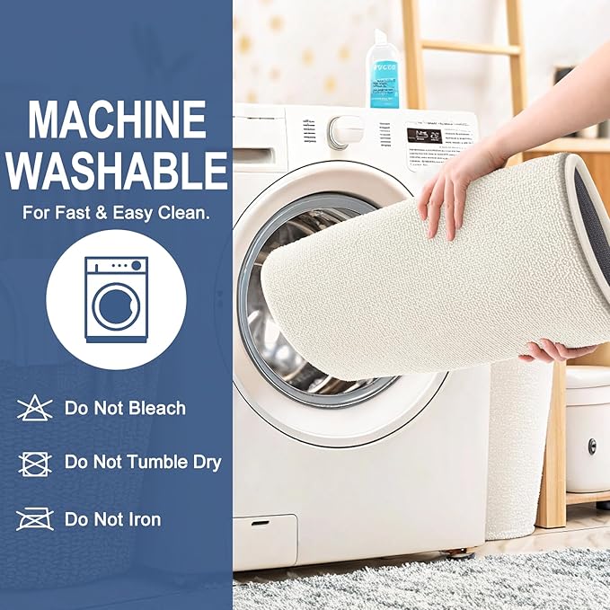 OLANLY Thick Memory Foam Bathroom Runner Rugs 70x24, Extra Soft Absorbent Long Bath Rug, Quick Dry Bath Mats, Non-Slip, Machine Washable Mat for Bathroom, Tub and Shower, Home Decor Accessories, Ivory