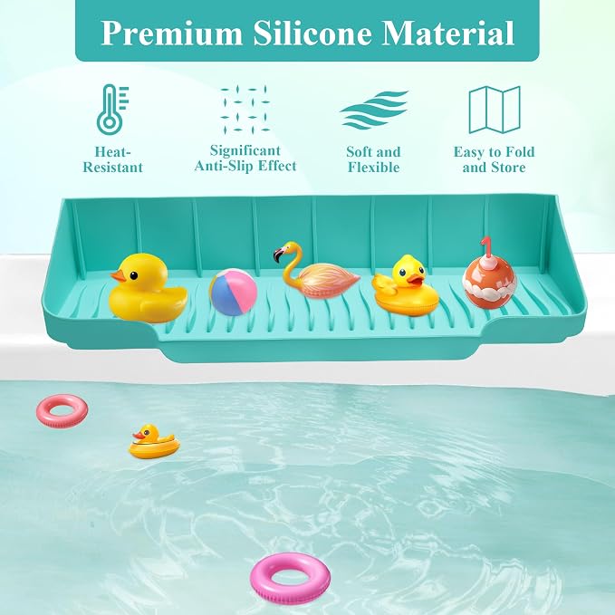 Splash Guard for Bathtub, 1p Soft Silicone Foldable Tub Splash Guard Stopping Water Droplets from Splashing Suitable for Bathtubs and Sinks (Green)
