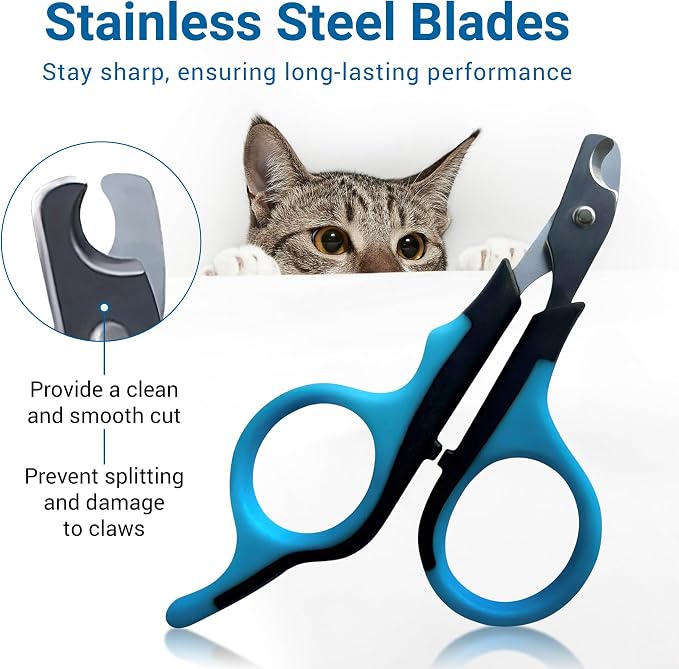 Professional Cat Nail Clippers, Made in Germany - Stainless Steel Claw Scissors for Kittens, Cats & Small Pets, Safe Trimmer for Thick Nails, Beginner-Friendly with Non-Slip Grip