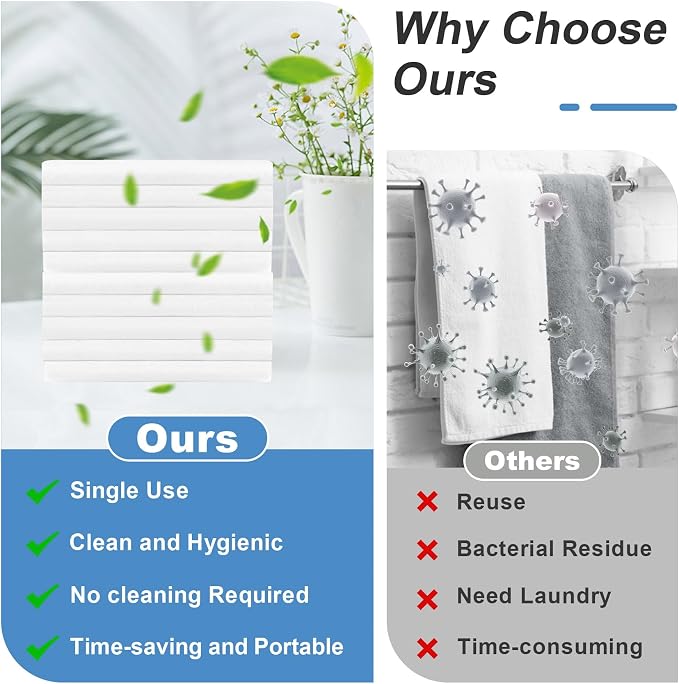 Disposable Towels 50 Count, 32"x16" Ultra Absorbent & Soft Disposable Body Towels, Single-Use Cleaning Towels, Suitable for Home, Salon, Travel, Comping, Gym, Pet, Bulk Towel