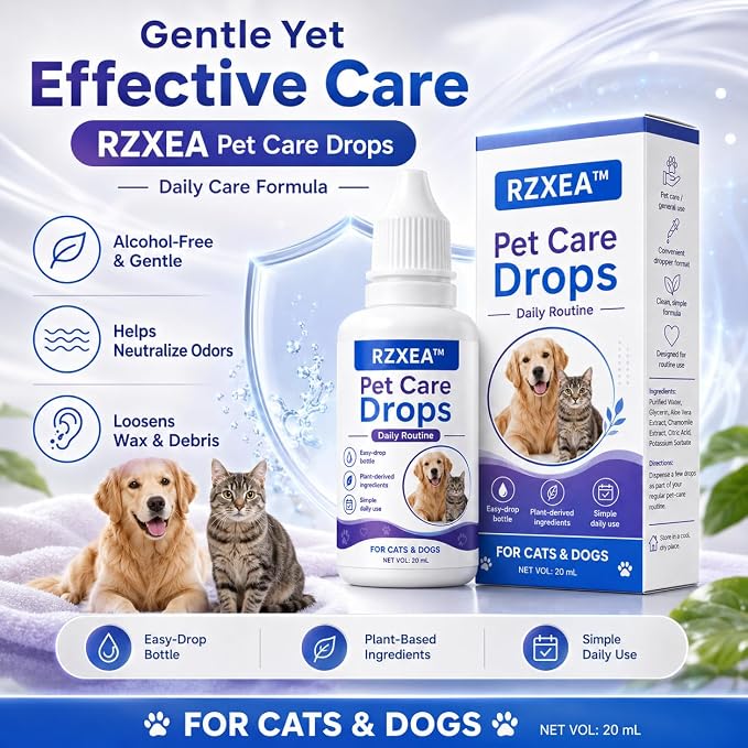 RZXEA Pet EarPro Drops, 2026 New Professional Ear Drops for Dogs and Cats, Relieves Itching (1 Bottle)