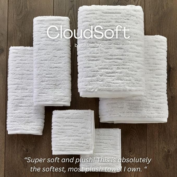 SKL Home CloudSoft Cotton Luxury 4-Piece Washcloth Set, White