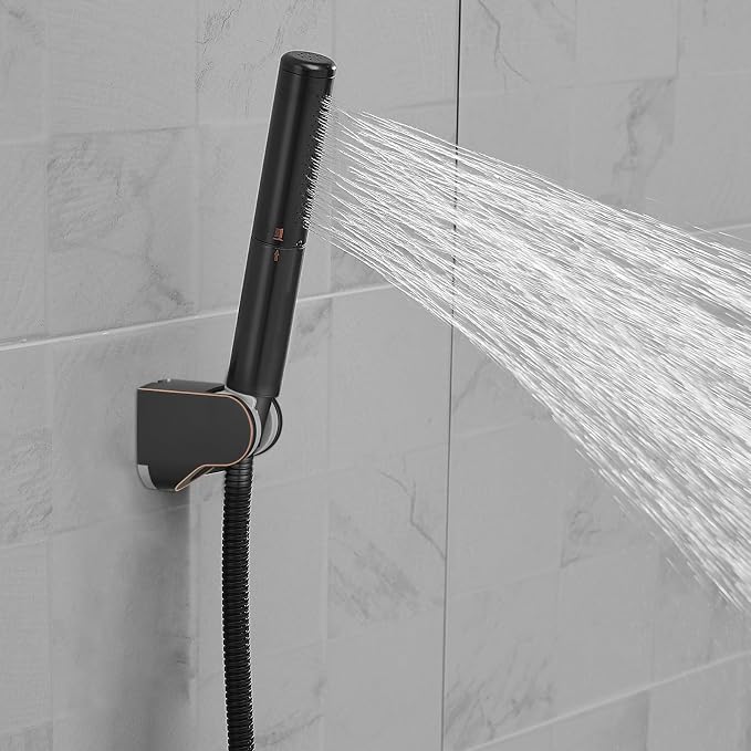 BESy Brass 2 In 1 Function Handheld Shower Head Set High Pressure 7 Inch Shower Head High Flow Hand Shower Wand with 59 Inch Hose, Bracket, Oil Rubbed Bronze