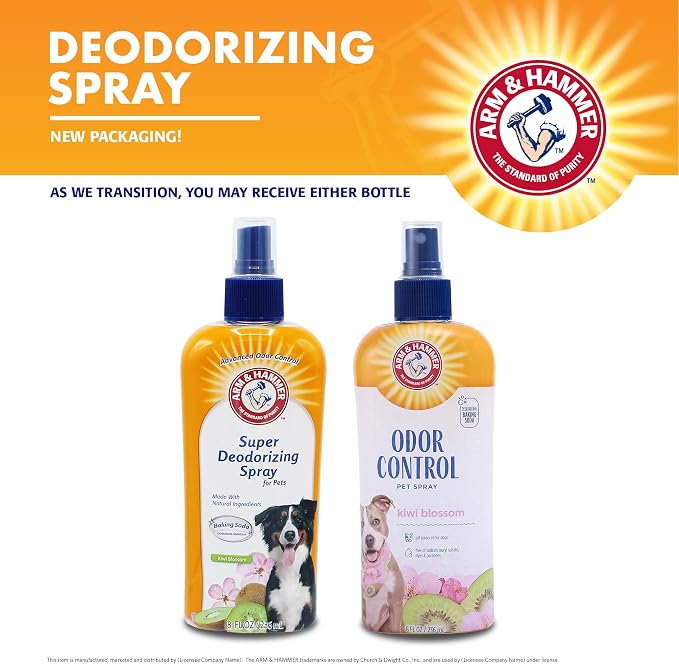 Arm & Hammer for Pets Super Deodorizing Dog Spray with Baking Soda for Odor Control, Freshens Coat Between Baths, pH Balanced Formula for Dogs, 8 Fl Oz - 6 Pack