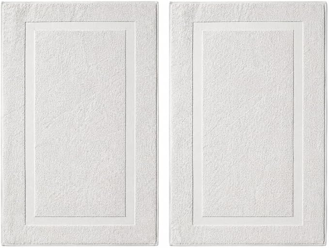 SALBAKOS 100% Turkish Cotton Bath Mat Towel Set of 2 Piece | 20x34 in Large Bath Mats | Luxury Hotel Quality, Thick, Absorbent, Quick Dry Bathmats for Bathroom & Toilet (Stone, 2 Bath Mats)