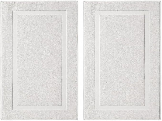 SALBAKOS 100% Turkish Cotton Bath Mat Towel Set of 2 Piece | 20x34 in Large Bath Mats | Luxury Hotel Quality, Thick, Absorbent, Quick Dry Bathmats for Bathroom & Toilet (Stone, 2 Bath Mats)