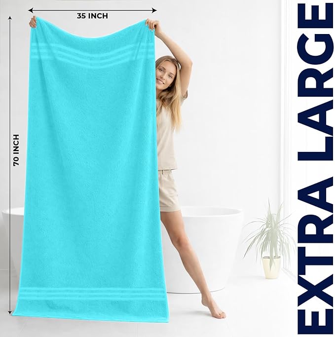 DAN RIVER 2 Pack Luxury Bath Sheets 35x70, 600 GSM, Soft & Quick Dry 100% Ring Spun Cotton Towels Ideal for Hotels, Spas, Gyms & Salons Extra Large, Turquoise
