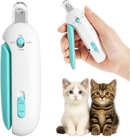 Cat Nail Clipper, Cat Nail Trimmer with Adjustable 3-Size Trimming Hole & Hidden Nail File, Anti-Splash Claw Cutter with Debris Catcher for Kittens, Cats & Small Pets Home Grooming