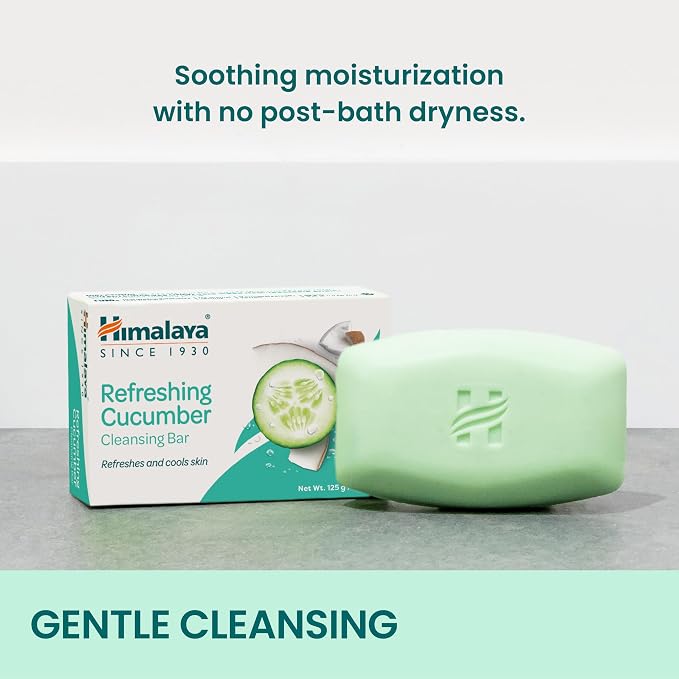 Himalaya Refreshing Cucumber Cleansing Bar Soap, Cucumber Soap Bars for Face and Body, Face Soap Bar, Face Wash Bar, Bath Soaps, Soft Skin, Refreshes and Cools Skin, 4.41 oz, 6 Pack