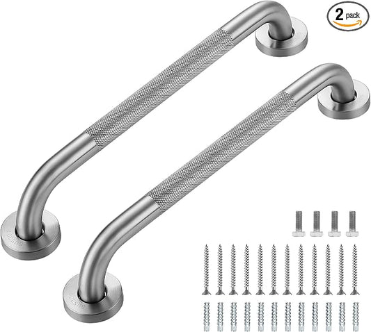 Grab Bars for Shower, 2 Pack 16-Inch Anti Slip Shower Handles for Elderly, Safety Shower Grab Bar, Stainless Steel Handicap Grab Bars for Bathroom,Toilet (Brushed Nickel, 1" Diameter)