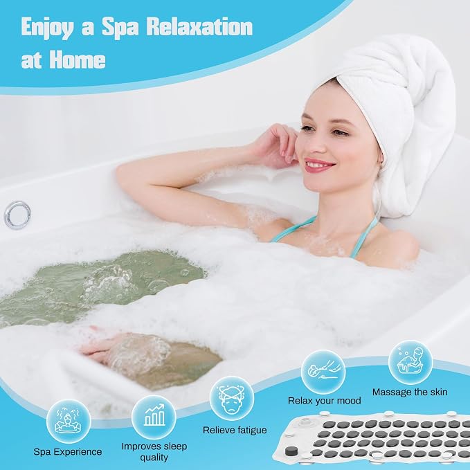 Iridesc Portable Spa Bubble Bath Massager, Bath Jets for tub with Remote Control, 6-Speed Adjustable, Bath Massager for tub with Powerful Suction Cup, Pillow, Bathtub Spa Mat for Body Relaxation