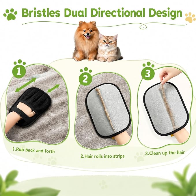 Upgraded Pet Hair Removal Gloves for Cats & Dogs, Electrostatic Five-Finger Pet Hair Remover Gloves, Reusable Magic Brush Pet Hair Removal Tool for Laundry, Carpet, Car Seat, Clothing for Effortless