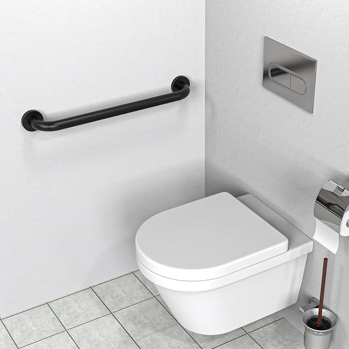 2 Pack 20 Inch Shower Grab Bar Matte Black, ZUEXT Stainless Steel Safety Grab Bar Handle, Bathroom Balance Bar, Safety Hand Rail Support - Handicap, Elderly, Injury, Seniors Assist Bath Handle