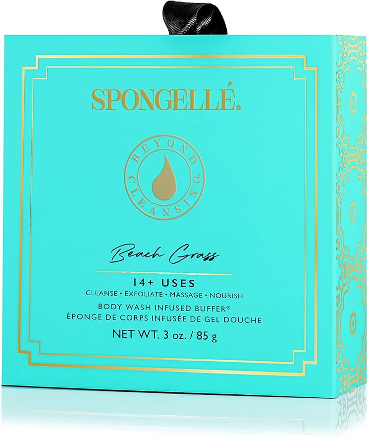 Spongellé Beach Grass Wild Flower Bath Sponge with Box for Mothers Day Gift | Built-in Body Wash & Body Scrubber, Shower Loofah Sponge for Women | 14+ uses