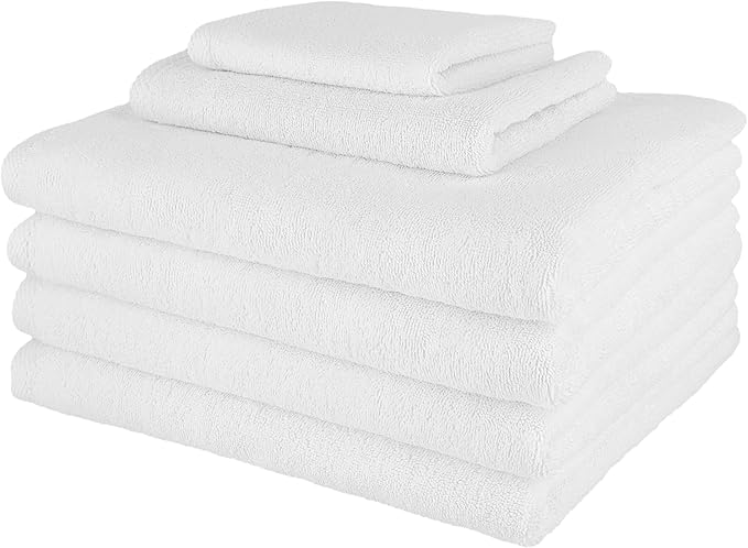 Nine West 6 Piece Hotel Collection Towel Set, 100% Turkish Cotton, Highly Absorbent & Comfy, Includes 4 Bath Towels, 1 Hand Towel & 1 Facecloth Luxury Plush Bathroom Towels | (White)