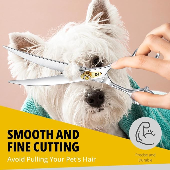 Dream Reach Curved Dog Scissors - 8 Inch Professional Pet Grooming Shears with Adjustable Screw, Curved Shears for Trimming Face and Paws