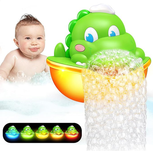 Baby Bath Toys Light Up Bath Bubble Machine with Colourful Light Bathtime Shower Bath Toys for Kids Ages 1-3 4-8 Birthday for Toddler Boys Girls