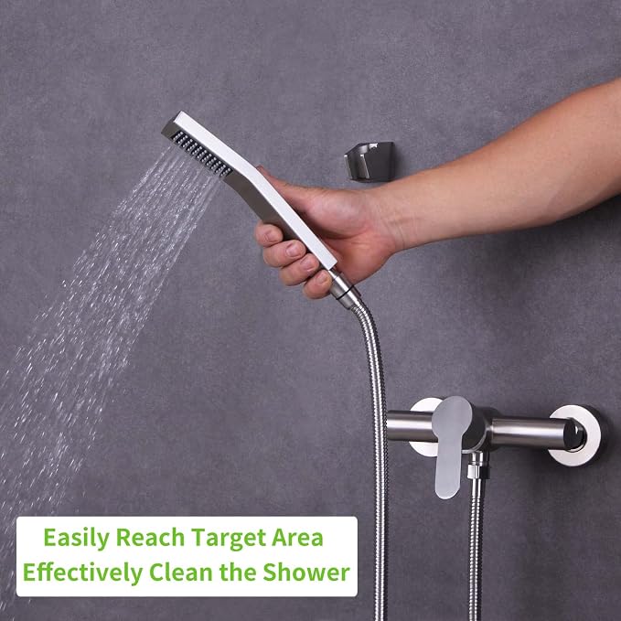 Handheld Shower Hose 79", Angle Simple Stainless Steel Flexible Shower Sprayer Hose, Replacement Shower Hose 1/2" IPS, Shower Extension Hose, Brushed Nickel