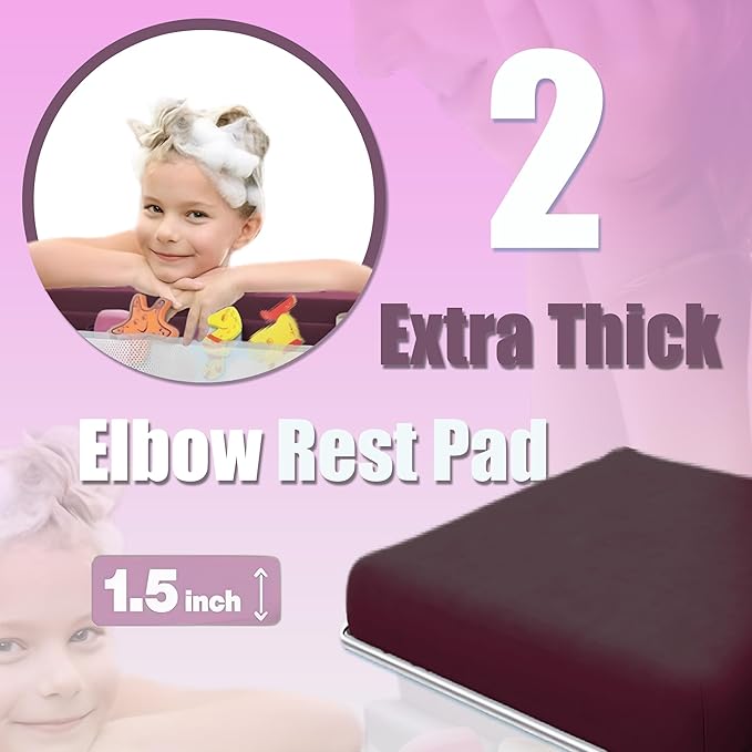 Supa Ant Bath Kneeler–8 Suction Cups & 1.5" Thick Padding.Award Winning Baby Bath Kneeler and Elbow Rest Pad Set with 5 Bath Toy Organizer Pockets.Non Slip Fast Drying Baby Bath Essentials Bordeaux