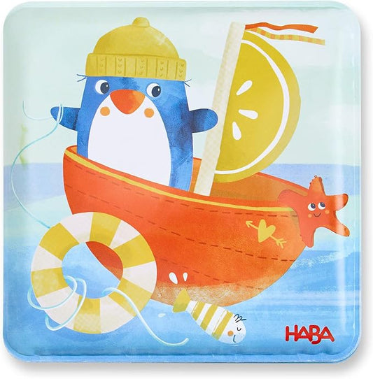 HABA Penguin Bath Book with Squeaker – Soft Baby Sensory Books, Waterproof Interactive Bath Toy for Water Play and Toddler Pool Toys