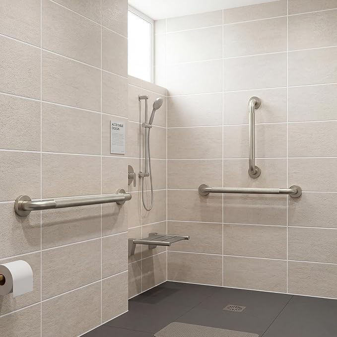 Grab Bar Bundle for ADA Compliance, Pack of 3 Stainless Steel Grab Bar Set for Commercial and Residential Restrooms, 1.25" Diameter - 18", 36", 42"