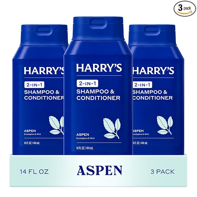 Harry's Men's 2 in 1 Shampoo and Conditioner for All Hair Types - Aspen Scent - (3 Pack) 14 fl oz - No Parabens or Sulfates