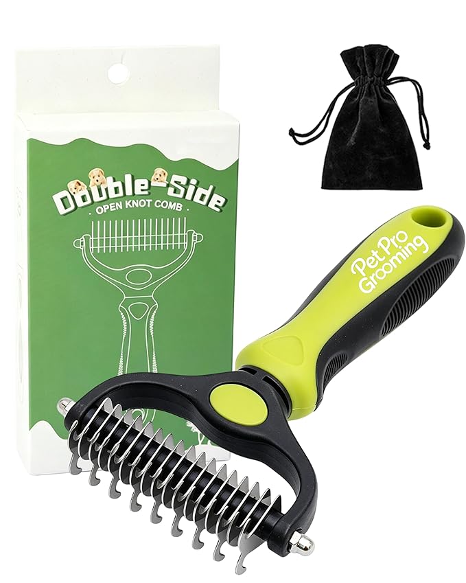 Tool, 2-In-1 Double-Sided Grooming Tool, Pet Shedding Remover Rounded-Tooth Comb For Painlessly Removing Knots And Loose Hair (Green-Large)
