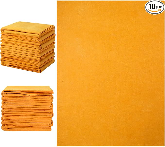 10 Pack 20" x 27" Shammy Cloths Absorbent Chamois Towel for Car Drying German Shammy Cloth Bulk Machine Washable Reusable Multi Purpose Orange Towels Anti Scratch for Home Car Pet Wash