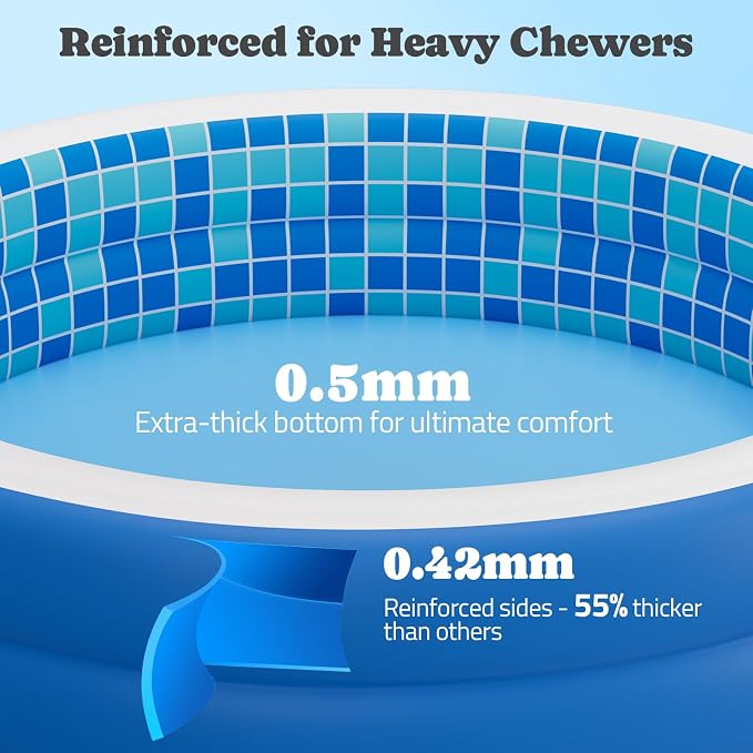 Inflatable Pool for Kids, Non-Slip Sprinkler Splash Pad for Backyard, Thickened PVC Kiddie Pool for Indoor Outdoor, Chew Proof Blow up Pond, Large Swimming Pool for Adult Dog Bathtub (Blue 77x12.2 in)