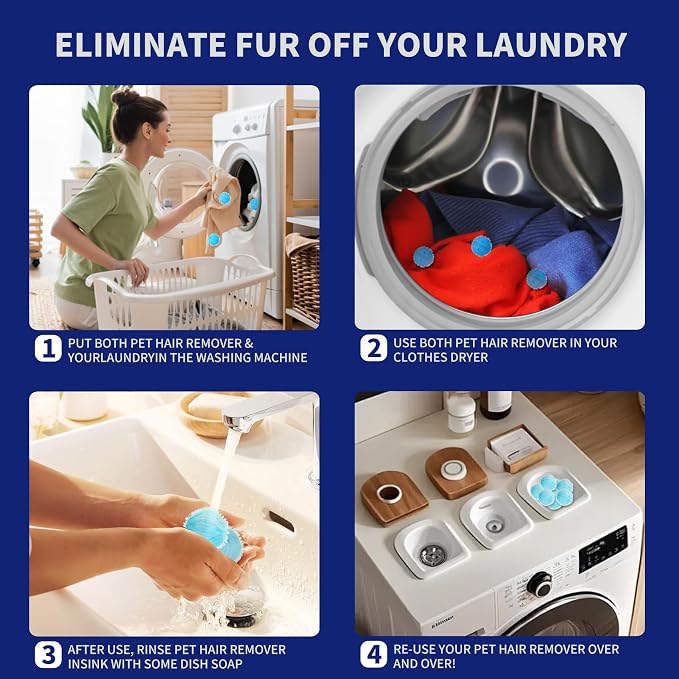 20 pcs Pet Hair Remover for Laundry, Reusable Dog & Cat Hair Remover Tool, Effectively Removes Pet Hair, Lint and Dander from Bedding and Clothing, Suitable for Washing Machines, Dryers