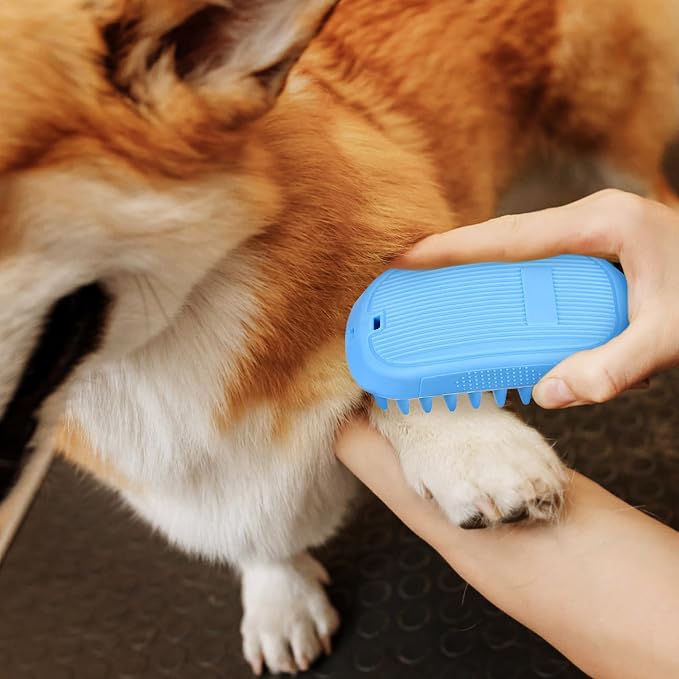 Happyyami Dog Bath Brush Tpe Dog Shampoo Brush for Bathing Washing with Non-Slip Grip Removes Loose Hair Pet Massage Scrubber for Cats Dogs Puppy Grooming 4.72 X 2.55 X 1.57 in