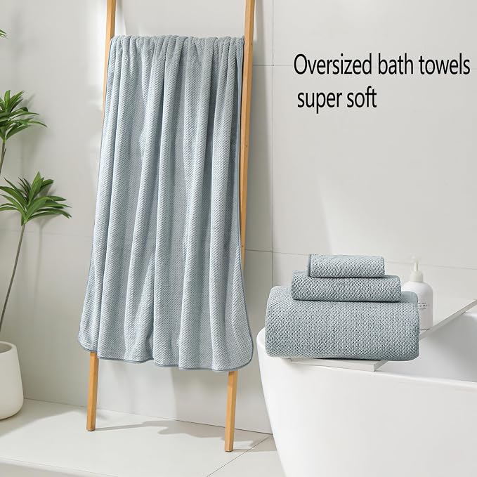 YTYC Towels,39x78 Inch Oversized Bath Sheets Towels for Adults Luxury Bath Towels Extra Large Sets for Bathroom Super Soft Highly Absorbent Microfiber 80% Polyester (Grey,2 Piece)