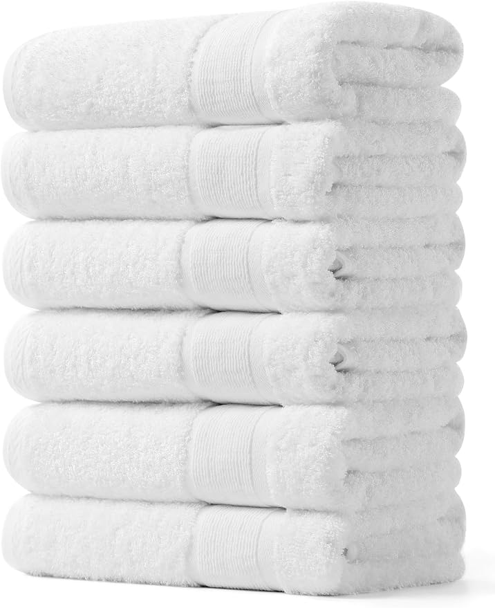 Aibaser Hand Towels-16x30inch - Lightweight and Highly Absorbent Hand Towels for Bathroom, Travel, Gym, Shower and Spa (White)