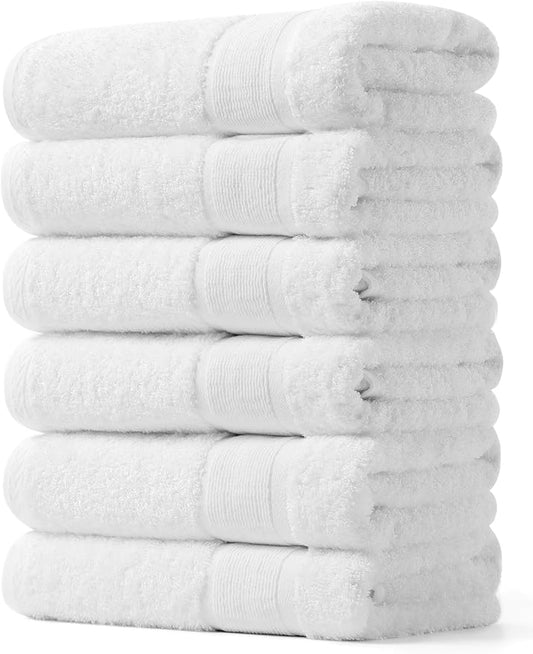 Aibaser Hand Towels-16x30inch - Lightweight and Highly Absorbent Hand Towels for Bathroom, Travel, Gym, Shower and Spa (White)