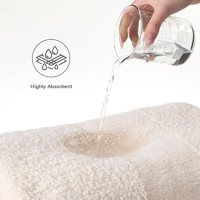 REDKISS 2 Pack Luxury 30x58 Inch Large Cotton Bath Towels Set, Sand Beige | 100% cotton luxury fabric, ultra soft, highly absorbent & quick dry sand Beige towels for bathroom, gym, hotel and spa