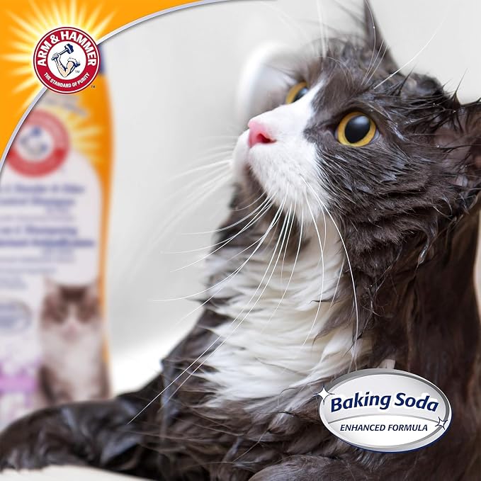 Arm & Hammer 2 in 1 Deodorizing and Dander Reducing Shampoo for Cats Baking Soda Cat Shampoo Odor Control and Coat Cleaning Lavender Chamomile Scent 20 FL OZ 2 Pack Routine Cat Grooming Value