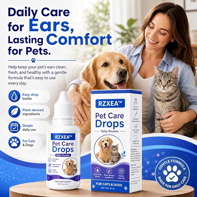 RZXEA Pet EarPro Drops, 2026 New Professional Ear Drops for Dogs and Cats, Relieves Itching (1 Bottle)