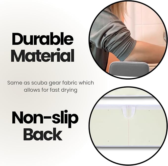 Bath Kneeler –8 Suction Cups & 1.5" Padding.Certified Non Toxic Bath Kneeling Pad for Bath Tub & 5 Bath Toy Organizer. Fast Dry Baby Bath Kneeler and Elbow Rest Pad Set by Supa Ant - Grey