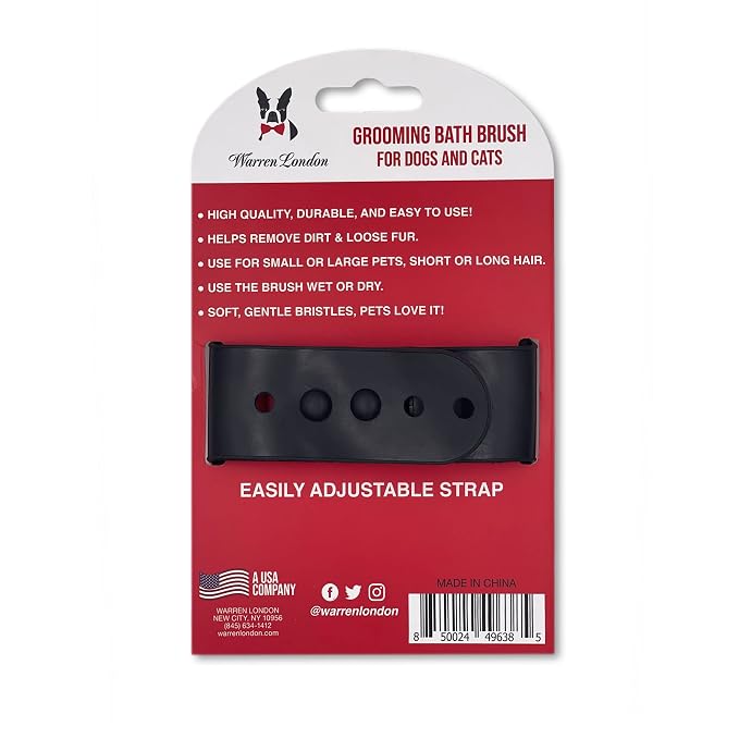 Warren London 2-in-1 Bath & Groom Brush for Dogs & Cats – Black Silicone Scrubber & Applicator for Shampoo, Hydrating Butter or Leave-In Conditioner – Gentle Massaging Grip