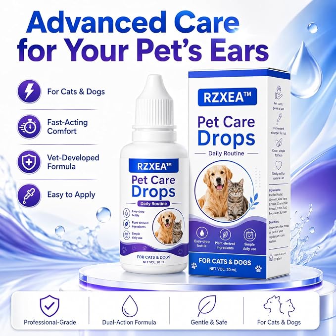 RZXEA Pet EarPro Drops, 2026 New Professional Ear Drops for Dogs and Cats, Relieves Itching (1 Bottle)