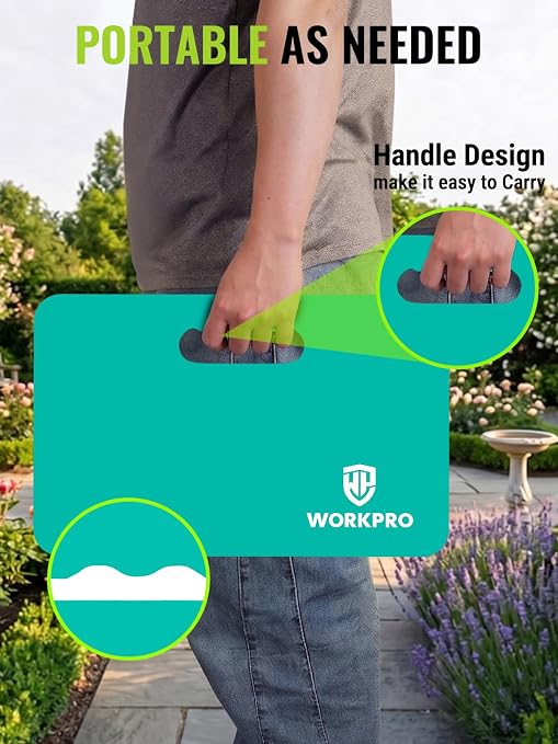 WORKPRO Extra Thick Kneeling Pad,2 Pack, 17.5 x 11 x 1.5 in | Robin's Egg Blue, Soft NBR Foam Cushioning for Knee, Large Foam Kneeler Mat for Gardening, Exercise, Workout Supplies