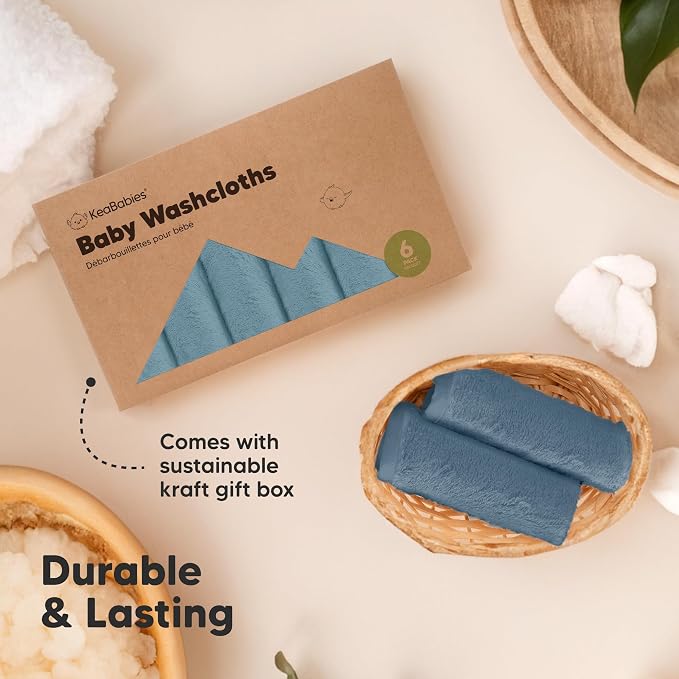 6-Pack Baby Washcloths, Soft Absorbent Washcloths for Face, Body (Depths) | Viscose from Bamboo Washcloths, Baby Towels, Newborn, Kids, Toddlers, Infant, Gentle on Sensitive Skin, 10x10, Reusable