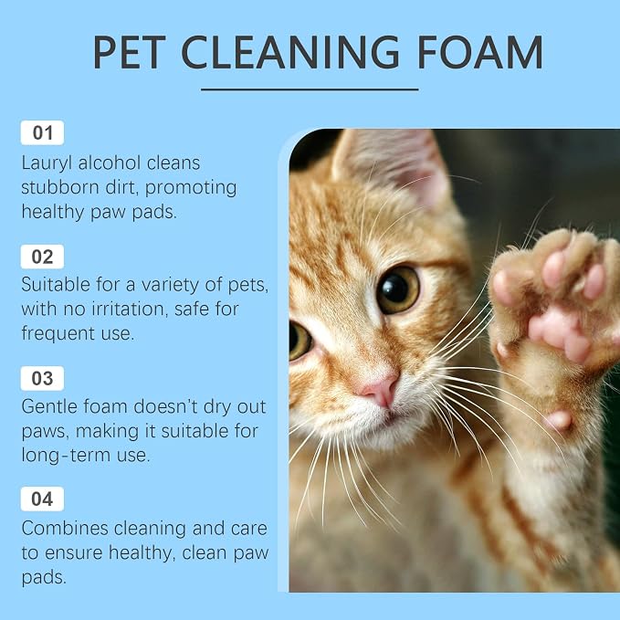 Dog Paw Cleaner Foam for Dogs & Cats, Moisturizing Paw Care | No-Rinse, Pet Safe, Avocado & Coconut Oils, Deeply Hydrates Dry Cracked Pads, After-Walk Care, Sensitive Paws