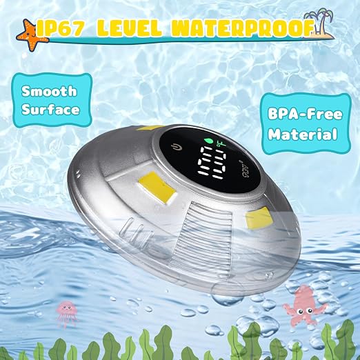 Baby Bath Thermometer - Digital Floating Water Thermometer with LED Display & Color Temperature Alerts, Rechargeable Bath Toy for Infant Bathtub Safety, Newborn Bath Essentials Gift