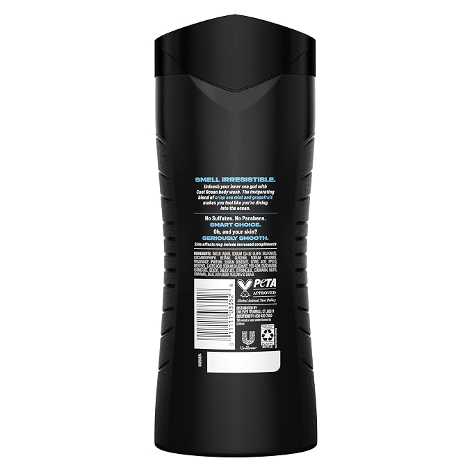 AXE Cool Ocean Men's Body Wash With Essential Oils 12H Refreshing Scent Body Wash For Men,Clean and Fresh Scent 16 oz,(Pack of 4)