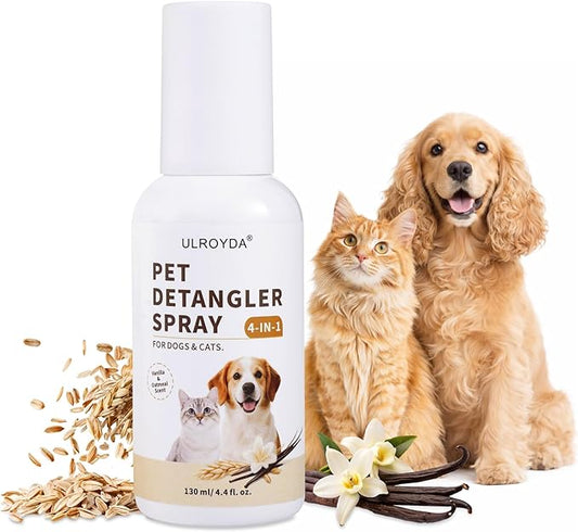 Dog Detangler & Dematting Spray – Leave-in Conditioner for Soft, Smooth Coats | Easy Tangle-Free Grooming with Oatmeal & Collagen | All Breeds, Light Fresh Scent, 4.4 oz