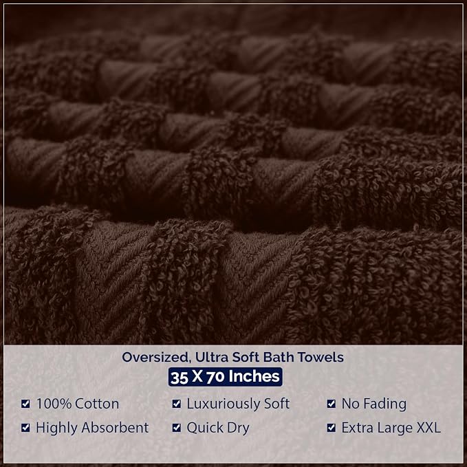 DAN RIVER 2 Pack Bath Sheets Extra Large 35x70, Large Bath Towels for Adults, XL Oversized Heavy Duty Towel Set, 600 GSM 100% Ring Spun Cotton, Soft Quick Dry, Brown