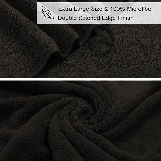 8-Piece Bath Towels Set,2 Oversized Large Bath Towels Sheet,2 Hand Towels and 4 Washcloths - 600 GSM Soft Microfiber Highly Absorbent Quick Dry Shower Towel Collection for Bathroom Hotel and Spa,Brown